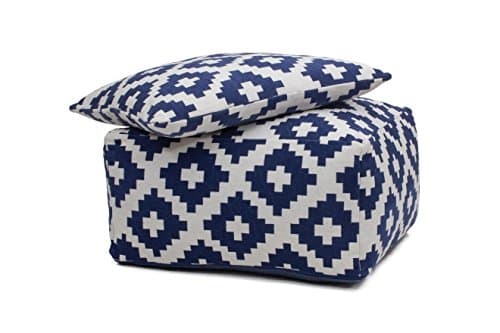Stool Cube Seat & Pillow geometry Design Unwind Pouf & Cushion Set 260 Bean Bag rhombus Pattern cotton 80 cm x 80 cm White/buy online