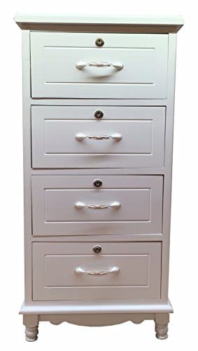 Empire Home Solutions WHITE WOODEN LOCKABLE DRAWER CHEST STORAGE UNIT BEDSIDE STORAGE CABINET UNIT TABLE (4 Drawers)