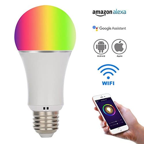 Smart Alexa Light Bulb, Syvio Wifi LED Light Bulbs with E27 8W Power RGB Light Bulb, Timing Function & Dimmable Night Light 16 Million Warm Colors, Compatible with Amazon Alexa Echo Dot & Google Home Assistant, Good Smart Bulb for IOS and Android Device APP Remote Control, No Hub Required - White