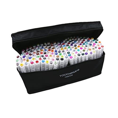 Liit 6 Graphic Marker Pen Animation Design Alcohol Based Ink Double Side Broad&Fine Point Tip+Pens Bag(168 colours)