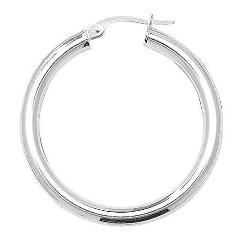Sterling Silver 3MM Thick 32MM Hoop Earrings
