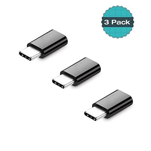 USB C Converter Type C Adapter Micro to USB C Converter Micro USB Female to USB C Male Adapter for Samsung Galaxy S8 / S8 Plus, OnePlus 3, HTC 10, LG G6, G5, Nexus 5X, Nexus 6P, Lumia 950 (3 Pack, Black)