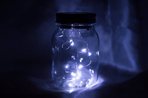 Moonlight Jar - Solar Fairy Light Jar - Snow White Lights with Rustic Hanging Rope