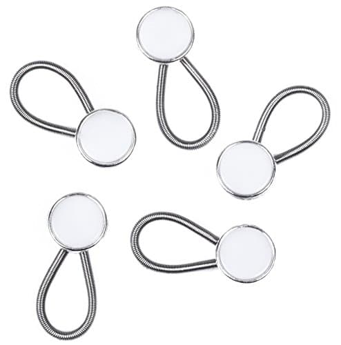 Comfy Clothiers Collar Extender 5-pack - White Metal/Elastic Button Extenders for Dress Shirts