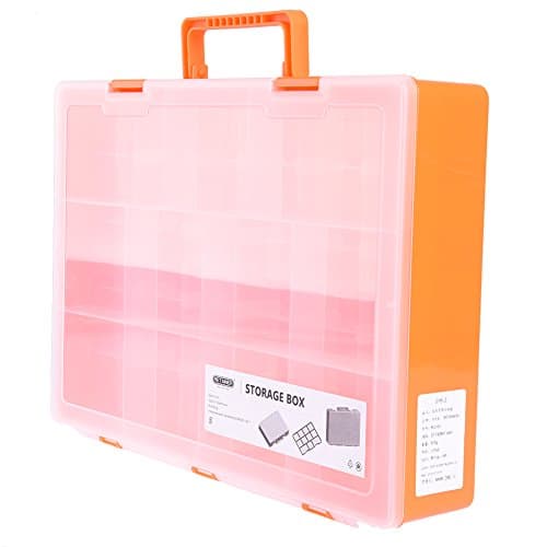 TOOLTOO Hardware Storage Box Hardware and Craft Cabinet Plastic Tool Organizer with Handle and Multiple Compartments, Perfect for Storing LEGO Toys, Repairing Tools, Medicine and Jewelry, Orange