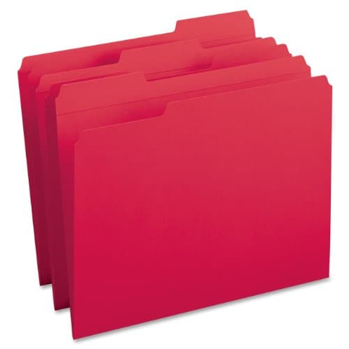 Smead File Folder, Reinforced 1/3-Cut Tab, Letter Size, Red, 100 per Box (12734)