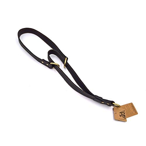 PetFun High Quality Handcrafted Adjustable Leather Leash Collar with Handle for Small Medium and Large Dogs Walking Training and Tracking