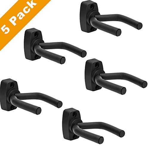 Guitar Hanger Hook, G-i-Mall Guitar Display Bracket Wall Mounted Guitar Wall Hanger Hook Holder Fits All Guitars, Bass , Banjo, Etc (5 Pack)