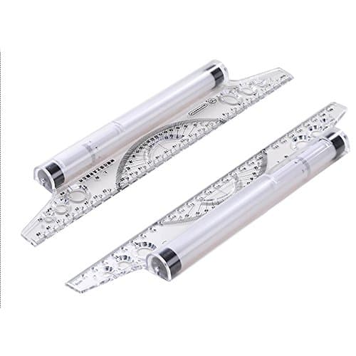 Nacpy Multi-Purpose Plastic Measuring Protractor Rolling Rule Template Drawing Tool Math Tool Student Stationery 30cm 1PCS