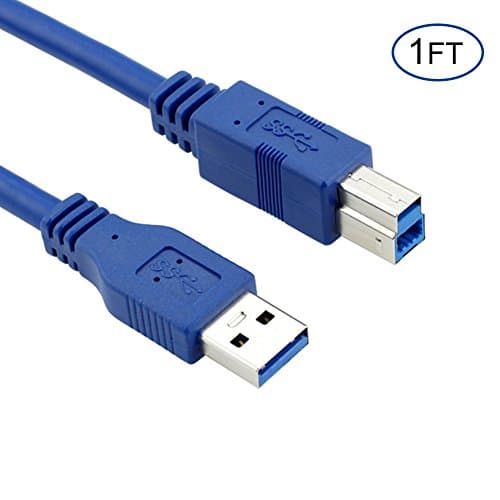 Bluwee USB 3.0 Cable - Type A-Male to Type B-Male - Round Blue … (1 FT)