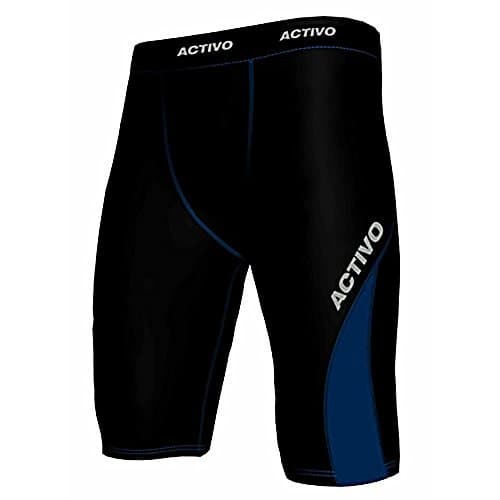 Activo Mens Compression Armour Base Layer Running Shorts (XX-Large (Waist 38-41"), Black/Blue)