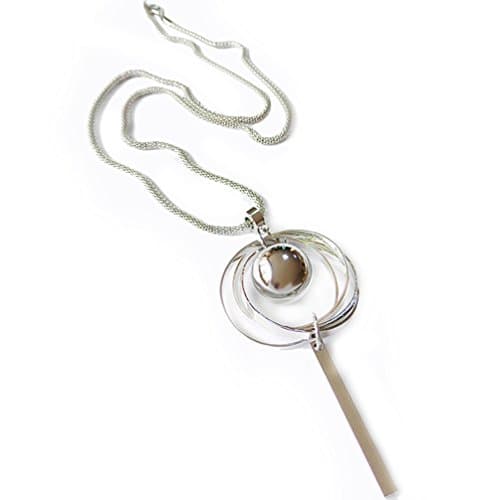 Hacoly Multi-layer Circle Pendant Long Sweater Silver Necklace Birthday Valentine Wedding Party Jewelry For Woman Girl