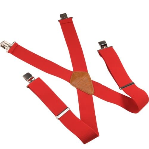 2" 50mm WIDE NYLON MEN ELASTIC BRACE BRACES PLAIN BOLD RED ADJUSTABLE SUSPENDERS HEAVY DUTY BIKER FANCY LOOK
