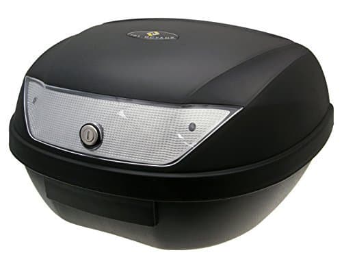Top Case Box 51L Black/Reflector White with Universal Mounting Bracket for Scooter, Moped, Motorcycle