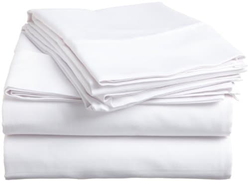 Sheet Set 4PC WHITE Color, UK DOUBLE Size, 1000 Thread Count Egyptian Cotton Linens, Solid/Plain Pattern (1 Fitted Sheet, 1 Flat Sheet and 2 Pillowcases)