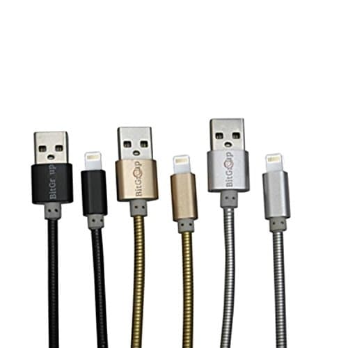 BGT chew proof usb i5 iphone 5,6,7 ipad air, mini 2 and above data cable 3 pack - gold, silver, black