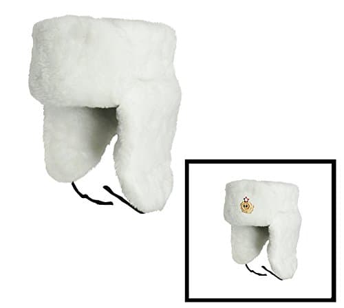 CUCUBA Original White Hat Cap Russian Soviet Ushanka For Winter Cold – Gift Idea (59 Size L (EU))