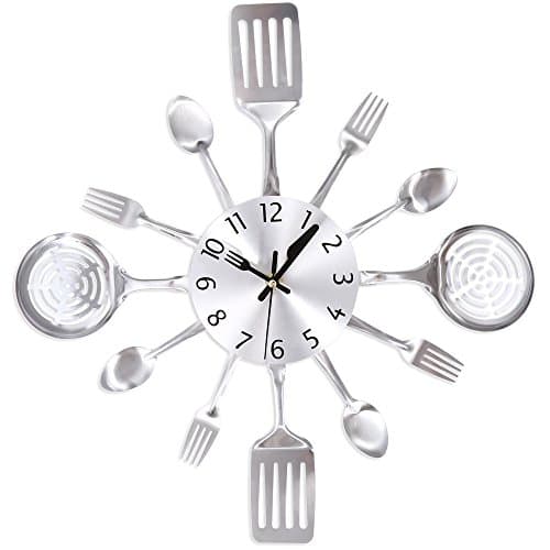 Metal Knife Fork Wall Clock, Yibei Home Office Decorative Wall Mount Analog Clock