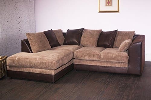 Dilo Dylan Corner Sofa Set optional Footstool (Brown & Coffee, Left Hand Set)