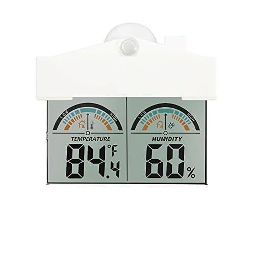 Large Digital Wall Mount Thermometer Hygrometer Indoor Window Temperature and Humidity Gauge Meter Monitor for Baby Room Bedroom Office Kitchen Greenhouse Warehouse, with 3 Butterfly