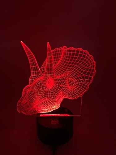 YOUQIZHI 3D LED Amazing light visual effects Seven colors transform Dinosaur head Art Sculpture Lights Up switch USB powered gift