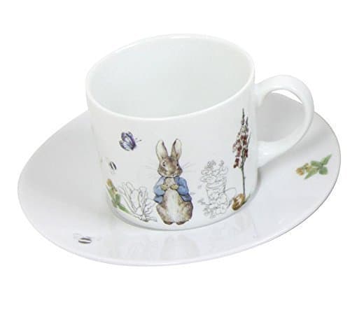 BEATRIX POTTER PETER RABBIT BLUE GREY WHITE PORCELAIN TEA CUP & SAUCER