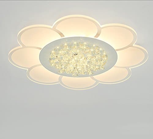 LED Modern Concise Flower-shaped Living Room Bedroom Study Restaurant Three-color Light Crystal Ceiling Lamps (Carry The Light Source)