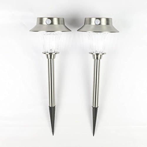 2 Solar Stake Lights - Large 57cm - Warm White LEDs - PIR Sensor by Super Solar (Warm White)