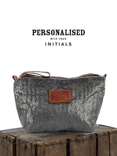 Will Bees Bespoke Personalised Grey Sparkle Pouch Cosmetic Bag