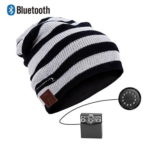 Zibaar Bluetooth Beanie Bluetooth Hat Bluetooth Beanie Hat Wireless Headphone Beanie, Hat Headset with Removable Bluetooth V4.1 Stereo Bluetooth Headphone & Mic, Hands Free Talking-Slouch Strip Design