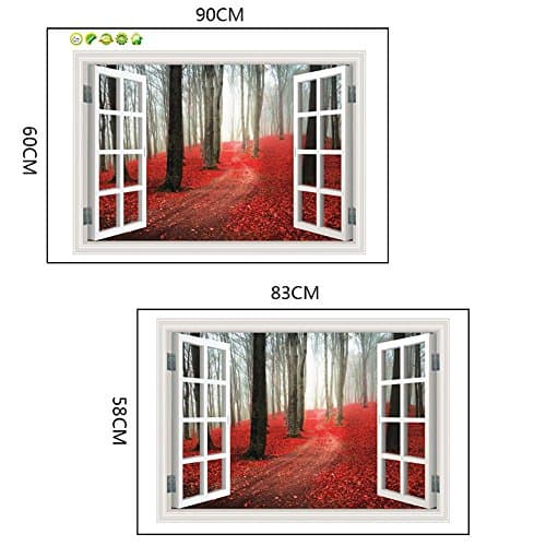 Window Series Natural Scenry Pattern 3D Wall Stickers Wall Decals Wallpaper Removable Wall Decor Decorative for boys and girls' bedroom living room decorating 60*90cm(1 set of 3)