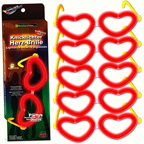 5x Glow Sticks Herzbrillen RED, 5er Bundle, Complete Set reusable, Factory-Fresh Premium Professional Quality Goods
