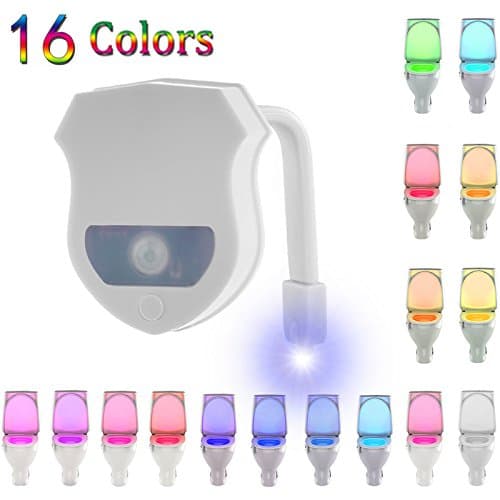 Advanced Toilet Night Light Suplong Motion Activated Sensor LED Potty Training Light Up, Two Modes with 16 Color Changing Washroom Night Light - Fits Any Toilet (White)