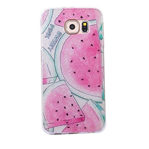 HeBan Luxury Bling Bling Glitter Sparkle Designer Case Shockproof Shining Fashion Style Back Cover for Samsung Galaxy S6 - Fruit Watermelon