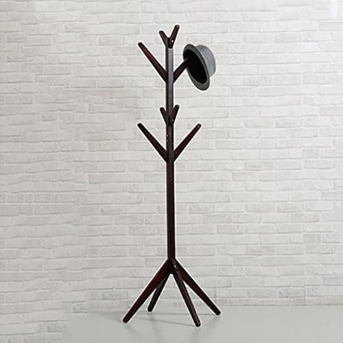 SUBBYE Coat Racks Solid Wood Coat Rack Floorstanding Living Room Bedroom Hangers Creative Wooden Clothes Rack Color Optional ( Color : Dark brown )