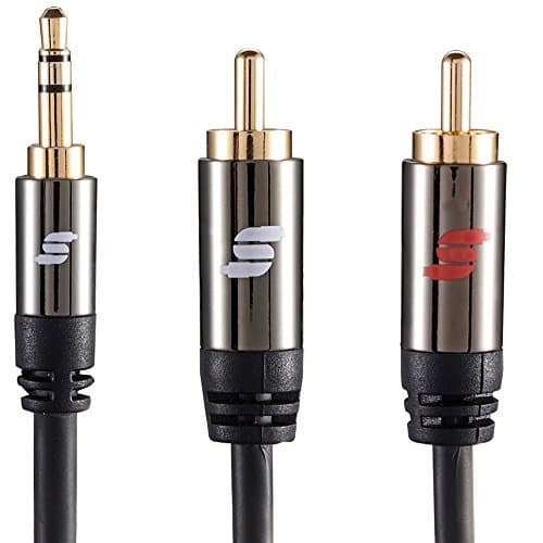 Sinseader two pack 6.6ft 3.5mm to 2RCA Audio Auxiliary Stereo Y Splitter Cable Male to Male input amplifier or receiver use RCA jacks for audio(KST2R02-6.6FT*2)