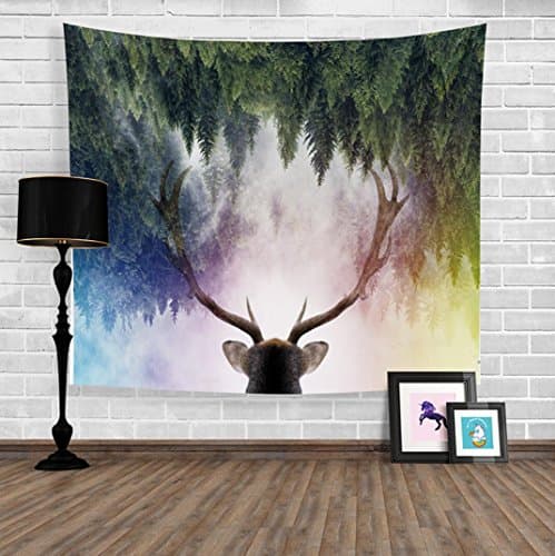Forest Elk Tapestry Wall Decorative Cloth Background Cloth Tablecloth Beach Towel Sofa Towel , 001 , 150*200cm
