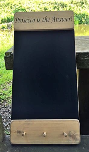 Chalkboard / Memo Boards with Key Hooks and PROSECCO IS THE ANSWER Hand Painted Sign Plaque Gift Handmade By Vintage Product Designer Austin Sloan