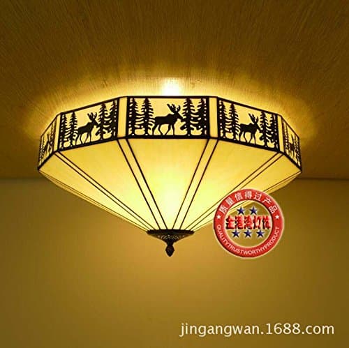 Cttsb ceiling lamp Modern simple creative fashion personalized ceiling light Glass Southeast Asian bronze deer village iron color glass living room dining room B-type B 12 face up 5
