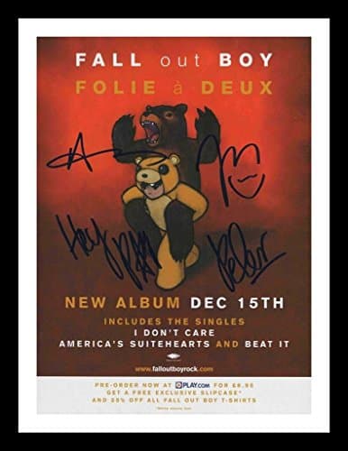 Fall Out Boy Autographed Signed And Framed A4 21cm x 29.7cm Poster Photo