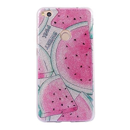 HeBan Luxury Bling Bling Glitter Sparkle Designer Case Shockproof Shining Fashion Style Back Cover for HUAWEI P8 Lite 2017 Release - Fruit Watermelon