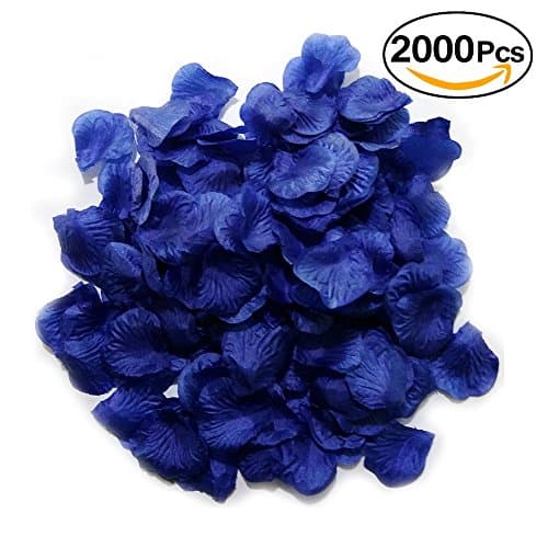 MayaRed 2000 PCS artificial Silk Rose Petals Wedding Flower Decoration (Navy Blue)