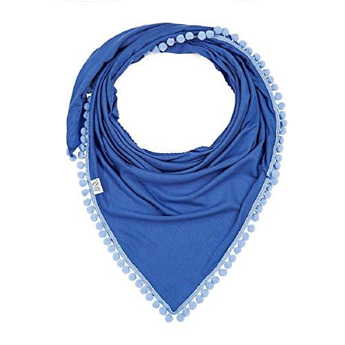 MayLily® Premium | Cute Triangular Bamboo Scarve / Shalw for every Super Fashion Baby | PomPom fringe | Antiallergic | Made in EU | available in many colors | Cobalt/blue