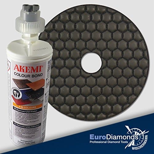 Akemi Combo Set: Akemi Colour Sheer Epoxyacrylat Glue Bond 2 K, 250ml, Diamond Grit Sanding Disc 100 mm – for Dry Finishing