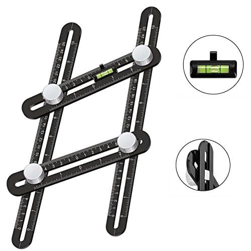 Upgraded Template Tool, Ancees Multi Angle Measuring Tool Premium Aluminum Alloy Ruler with Attached Spirit Level, Angle Ruler for Handymen Builder Craftsmen Architect