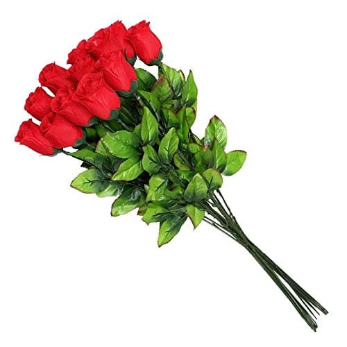 s/o Pack of 24 Rose Red 45 cm Artificial Red Rose Silk Flowers (0552)