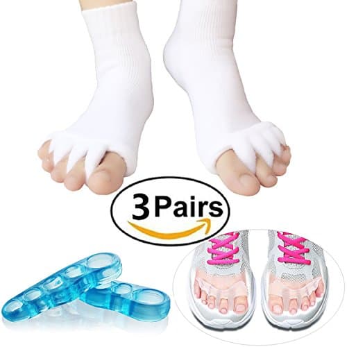 Toe Separators Set - 3 Pairs, Toes Alignment Socks, Gel Toe Spacers Toe Stretchers, Instant Therapeutic Bunion Relief for Women and Men