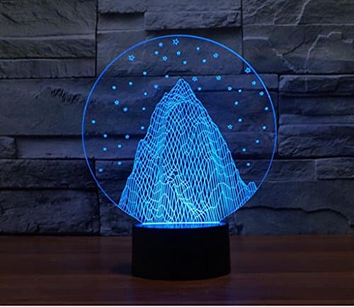 WCUI 3D Small Table Lamp, Creative Led Birthday Present Snow Mountain Lamp Seven Colour Touch Visual Lights Wedding Decoration USB Plug In Valentine's Day Table Lamp Touch Switch Select ( Size : 208*170*87mm )
