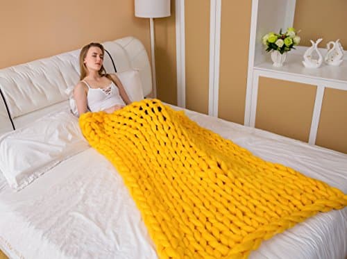 Wool Yarn Knit Blanket Handmade Chunky Knitted Throw Blanket Thick Knit Wool Sofa Home Decor Warm Yoga Mat Rug Home Decor Gift Christmas Gift