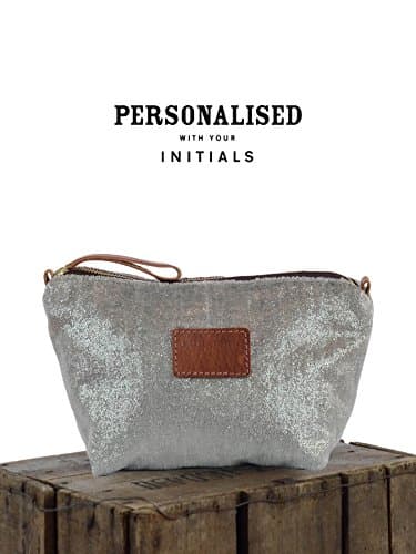 Will Bees Bespoke Personalised Silver Sparkle Pouch Cosmetic Bag